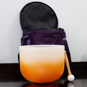 Orange & White Mixed Crystal Singing Bowl  -(2.531gm, 29cm)